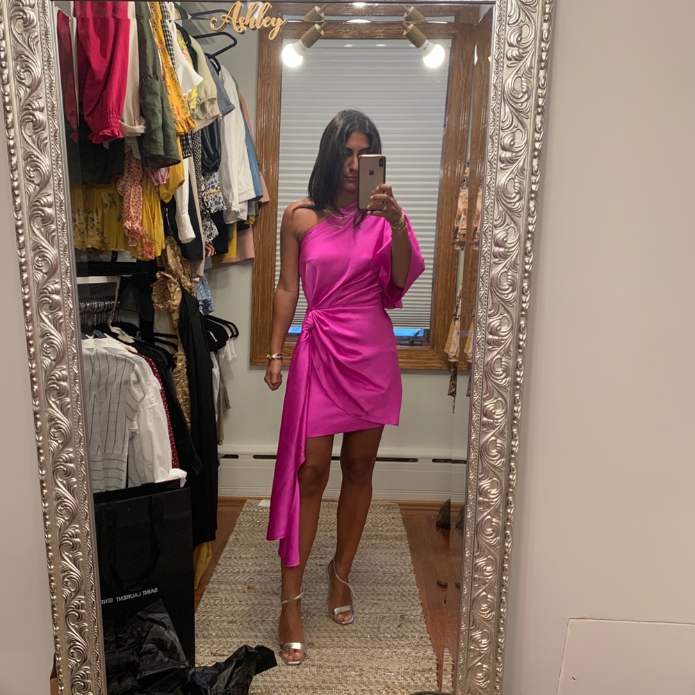 Ruched satin dress